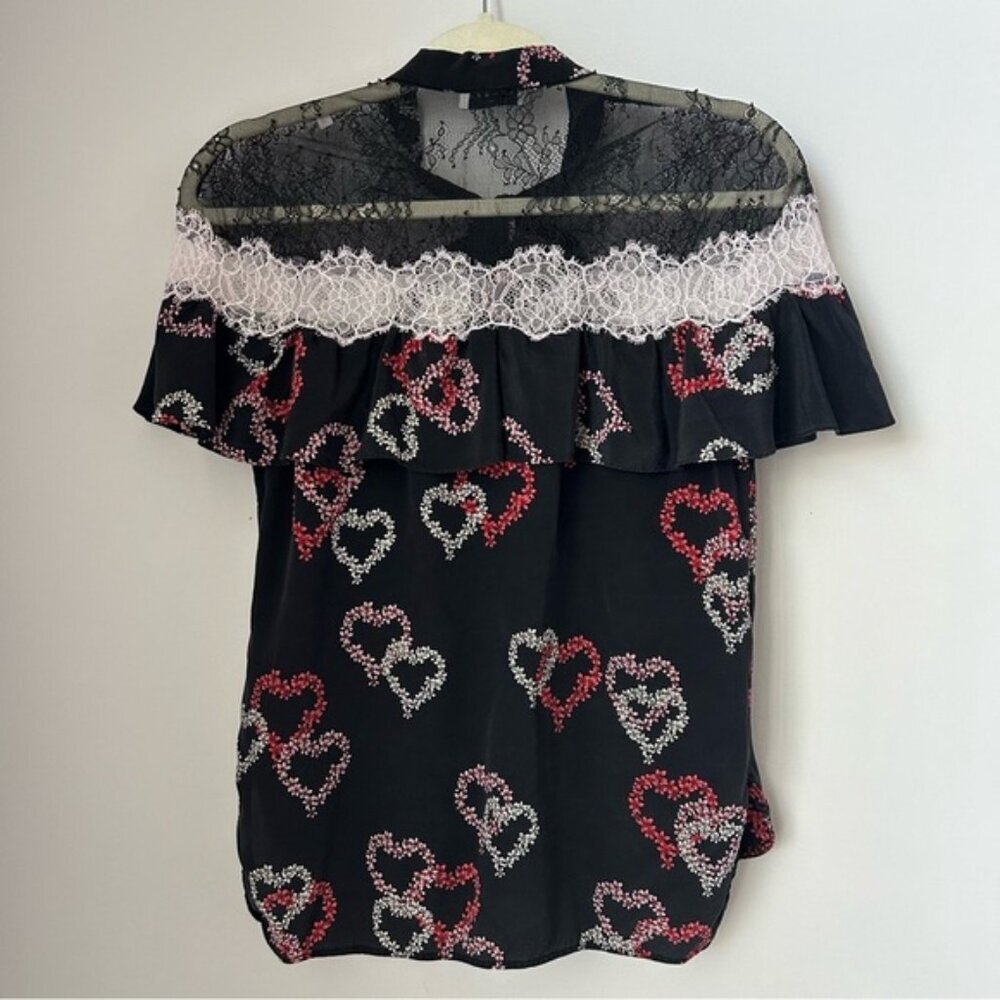 Sandro Hearts and Lace Silk Shirt - Picture 6 of 12
